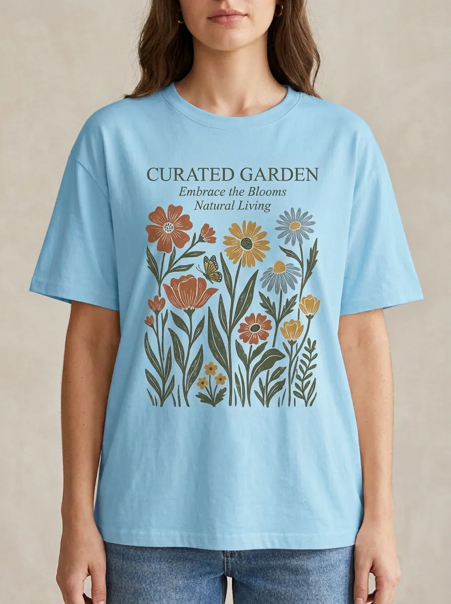 Garden Lover Botanical Floral Butterfly T-Shirt
