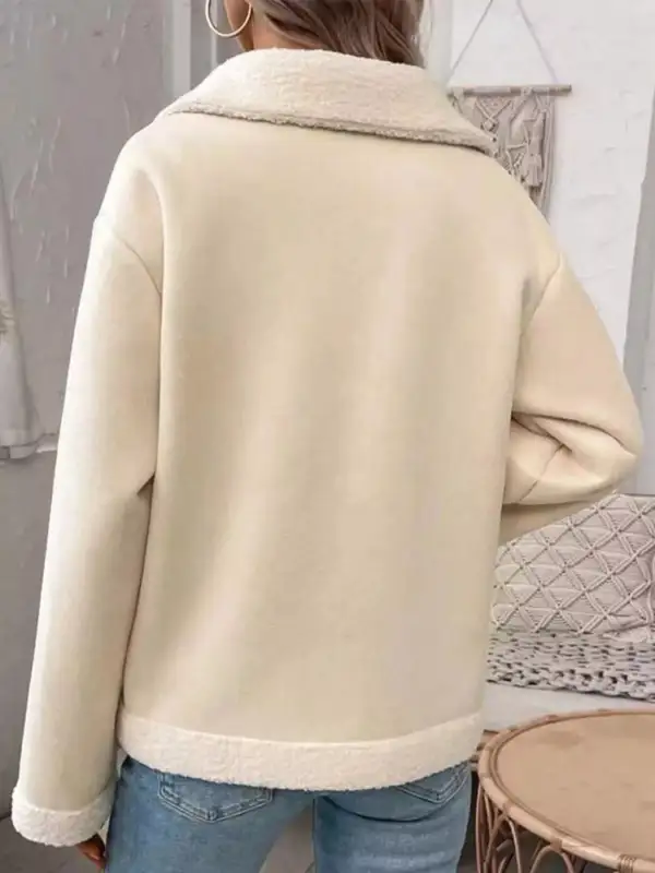 Plus Size Fleece Button Down Outerwear Jacket