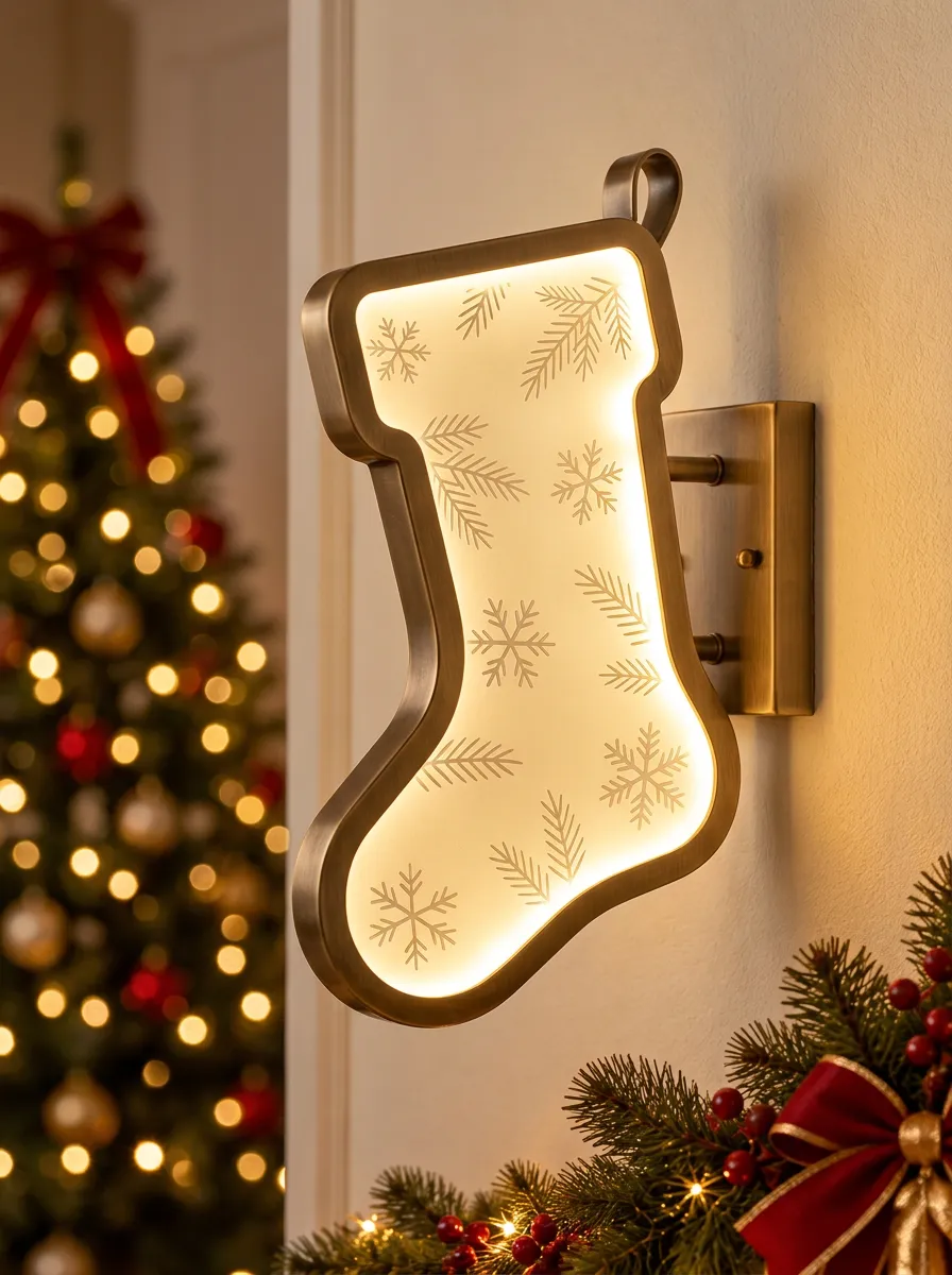Snowflake Stocking Christmas Wall Light