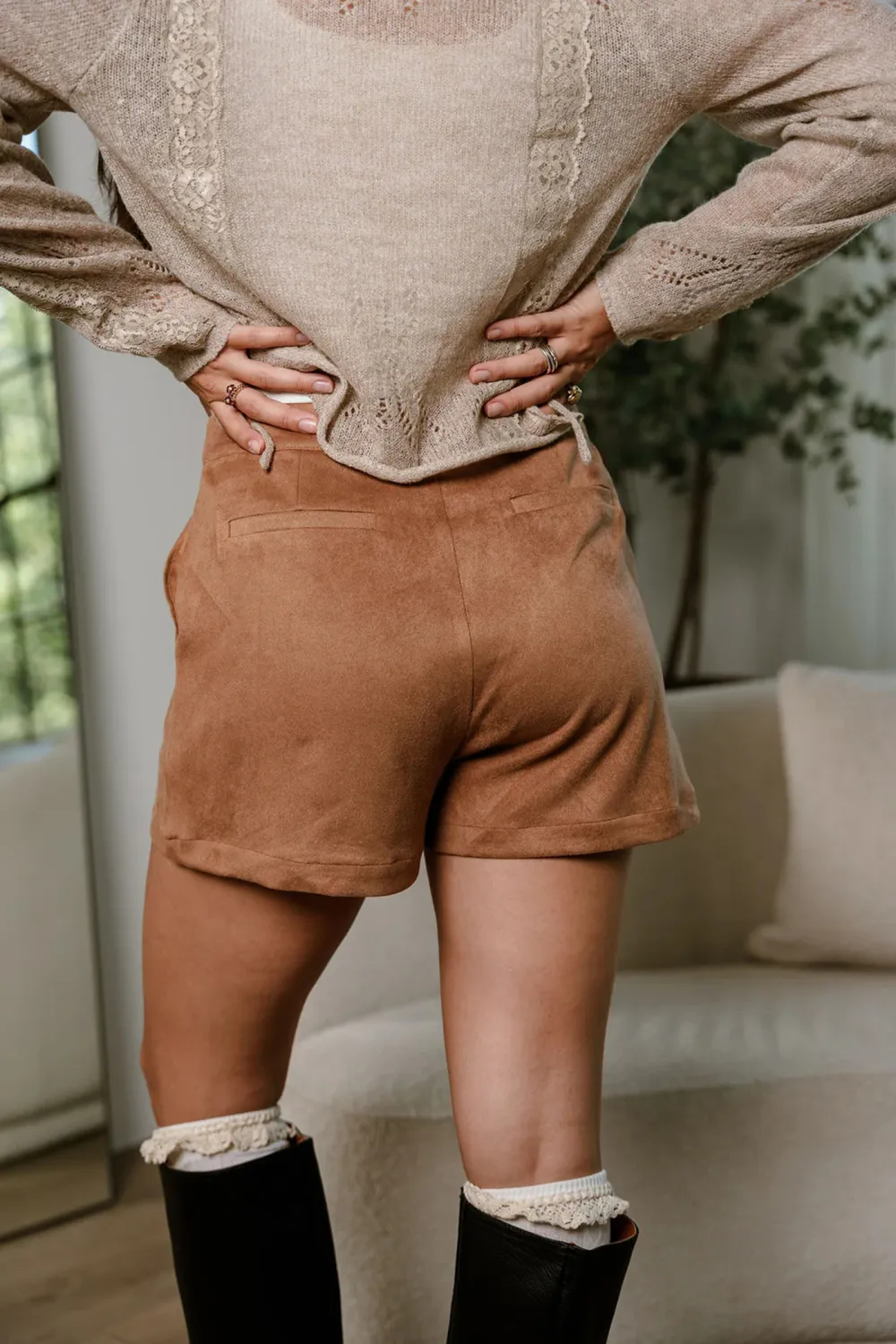 Suede Mid-Waist Shorts