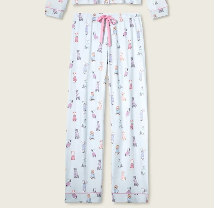 Collared Button-Front Sleep Set