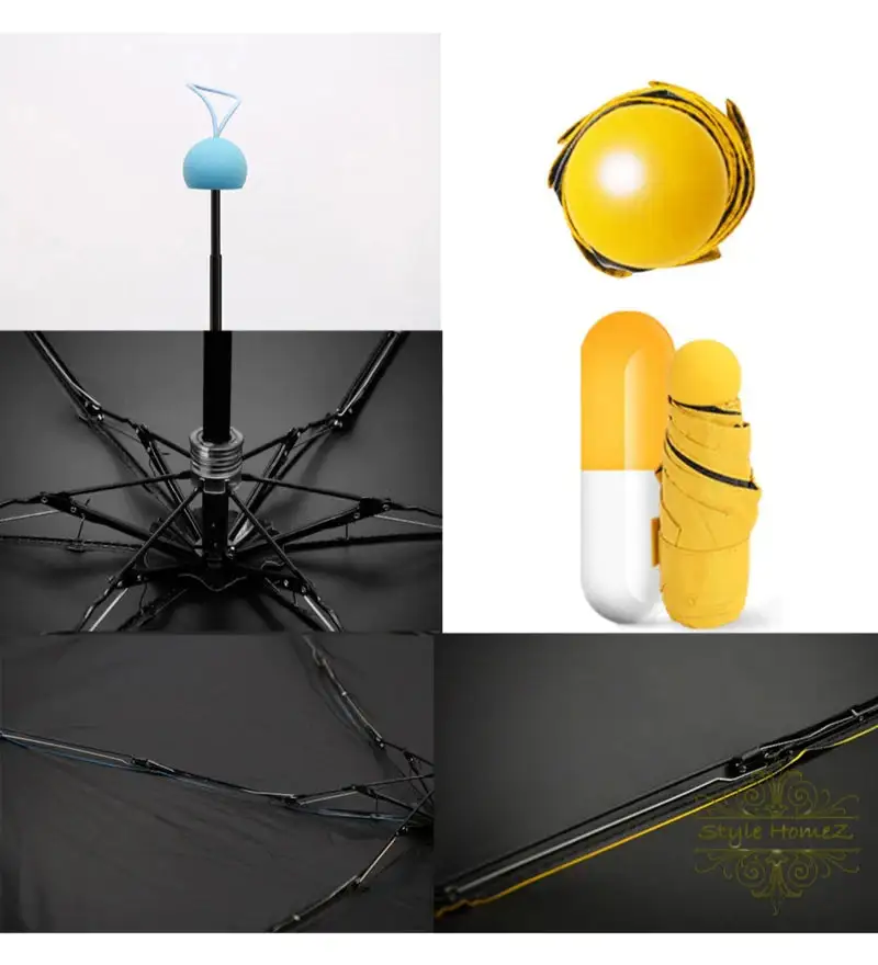 Ultra Mini UV Coated 4-Fold Travel Capsule Umbrella