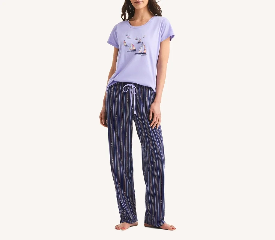 Lilac Navy Long Pants Pajama Set
