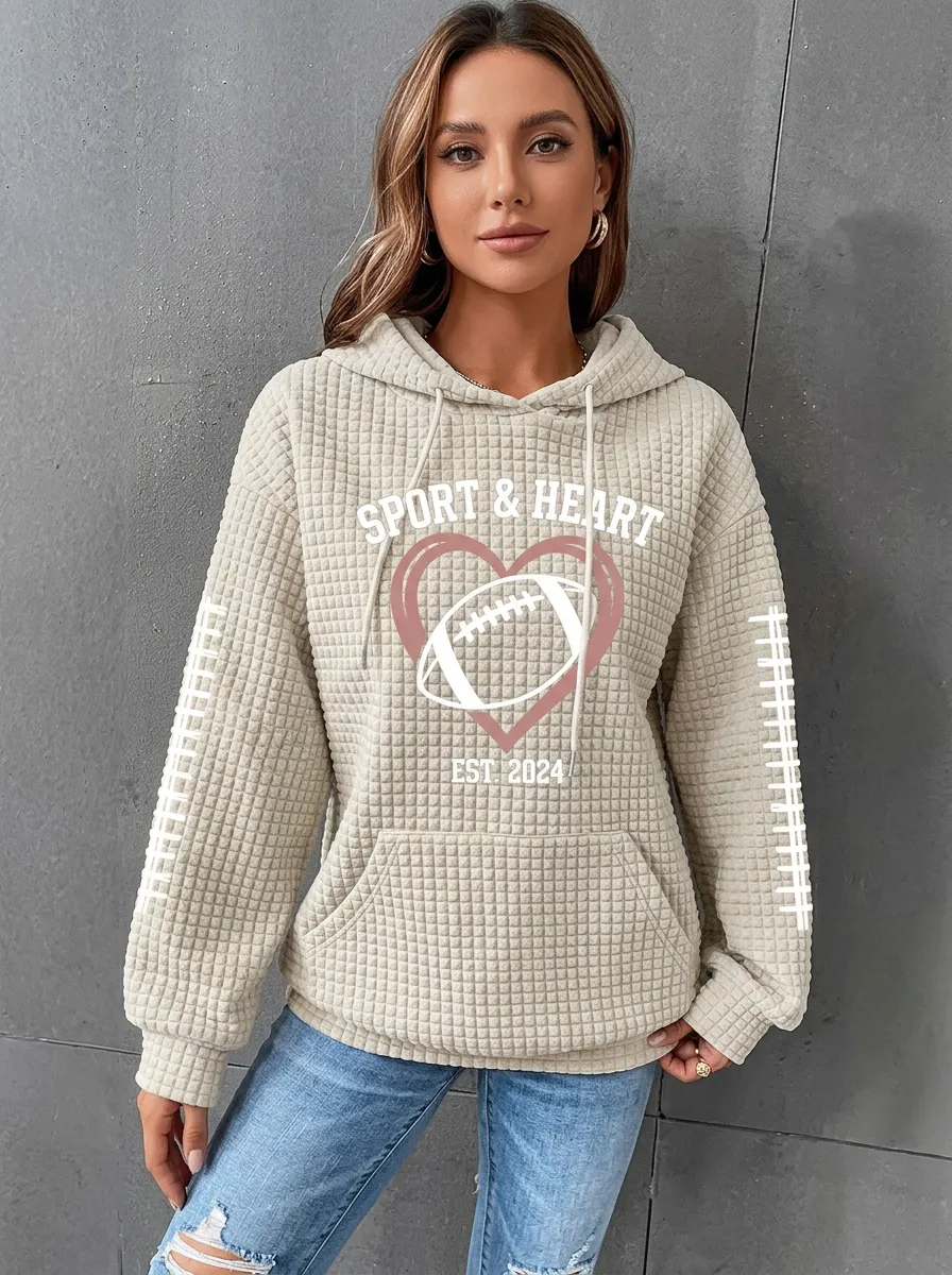 Women's Classic Gridiron Heart Waffle Hoodie