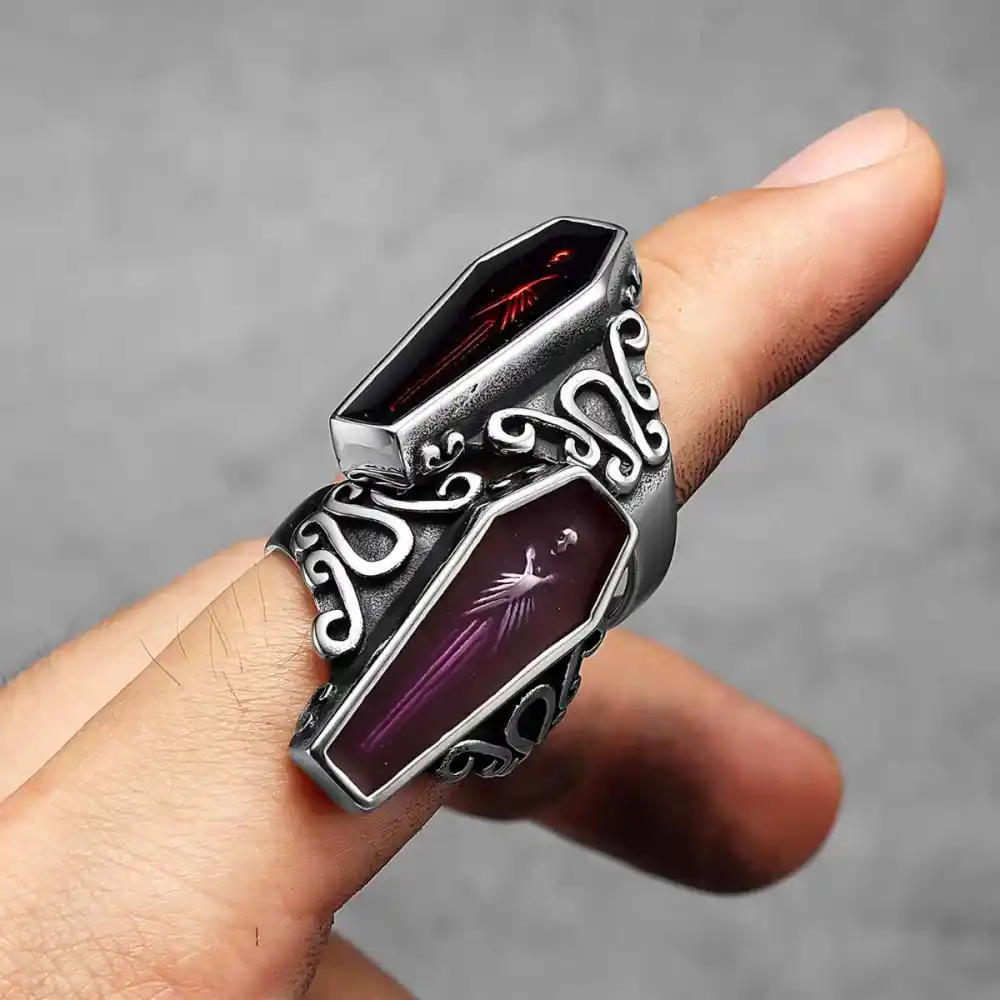 Men's Statement Vampire Coffin Ring