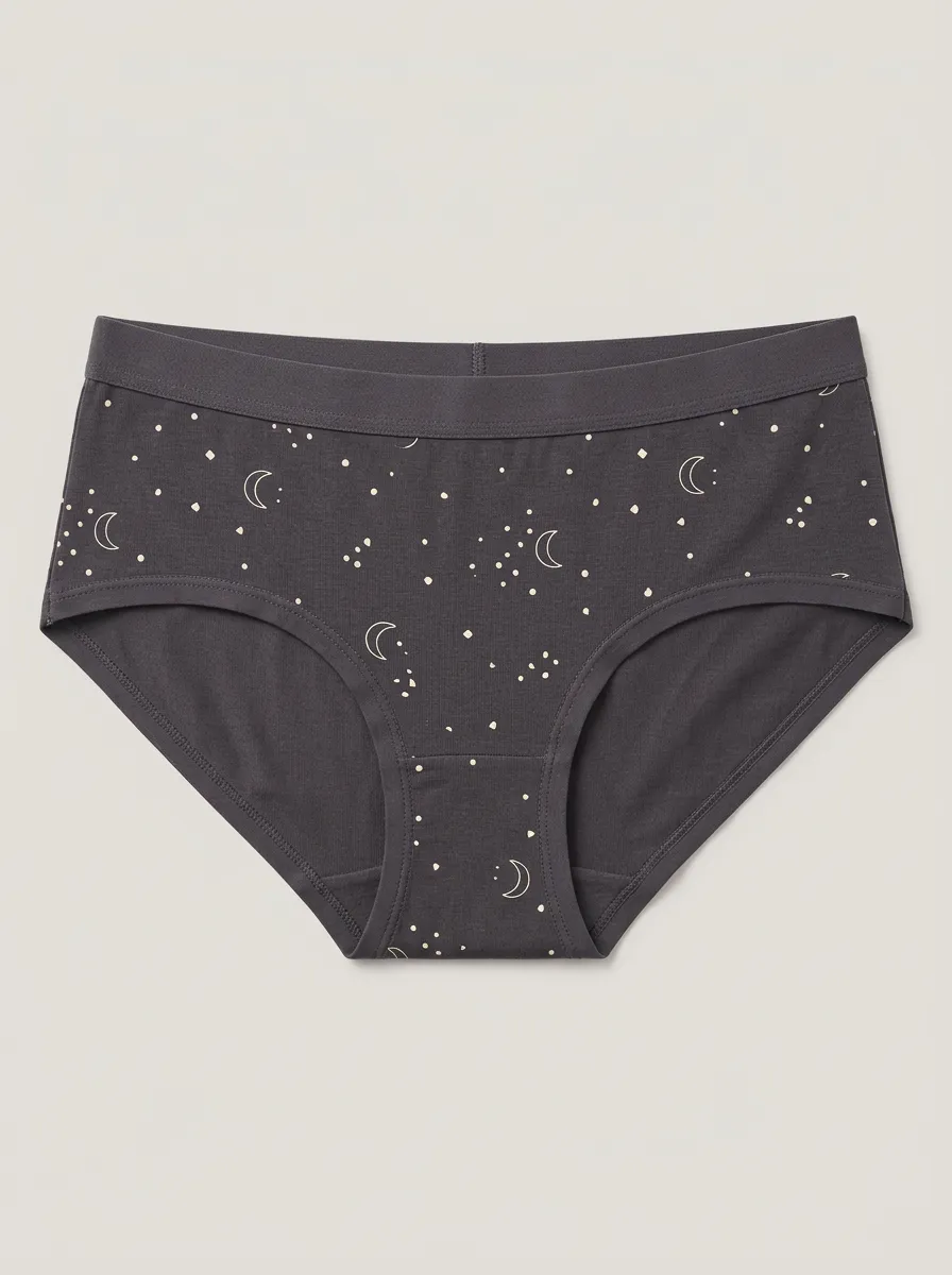 Women's Comfort Briefs with Moon Star Celestial Detail