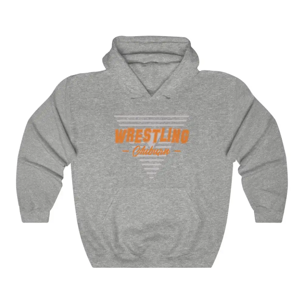 Soft Fleece Triangle Emblem Wrestling Graphic Pullover Hoodie
