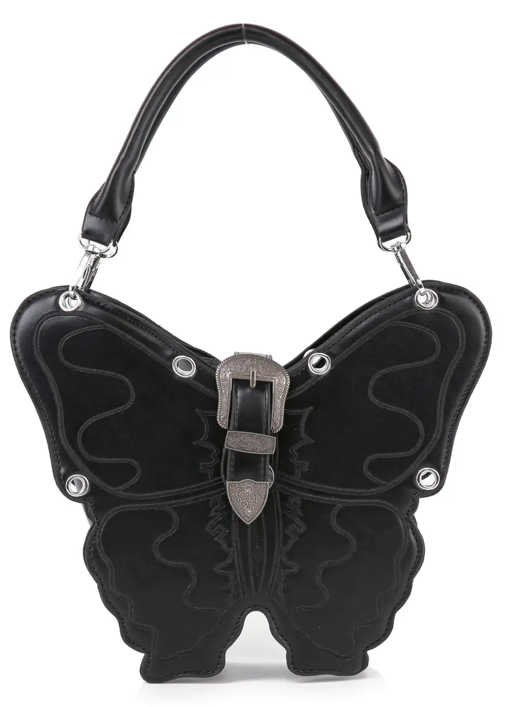 Buckle Accented Butterfly Tote Bag