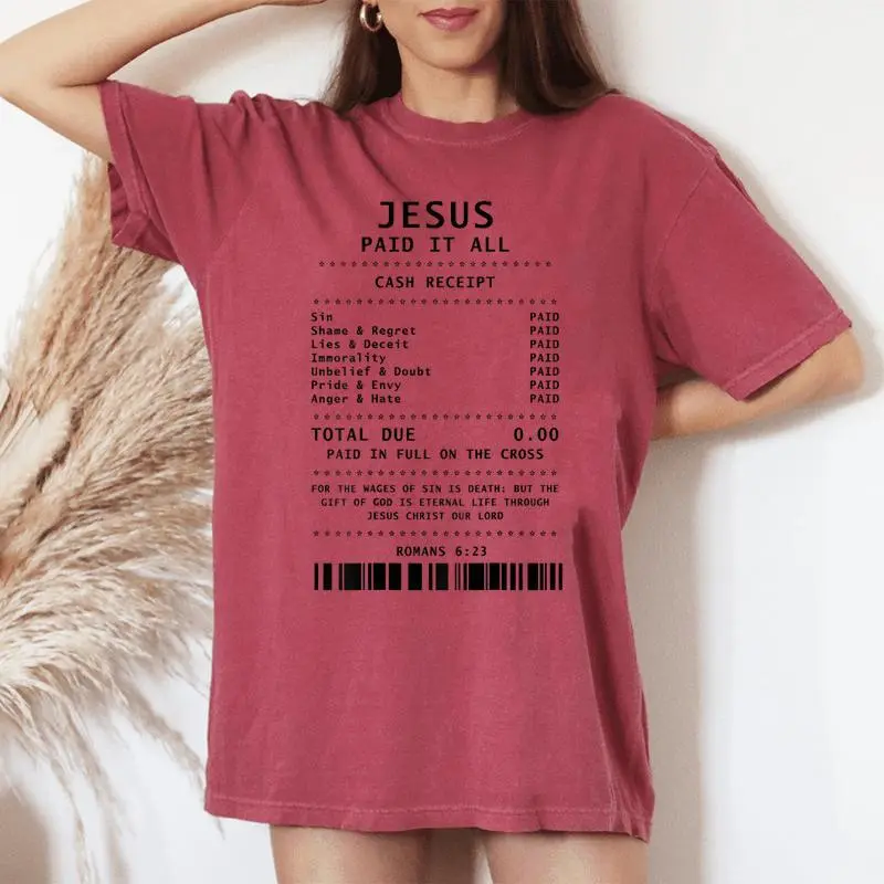 Jesus Paid It All Christian On Back Women's Oversized Comfort T-shirt