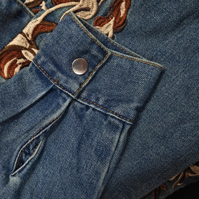 Embroidered Denim Utility Shirt