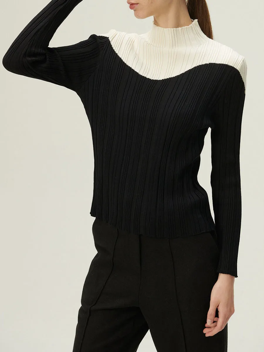 Color Block Ribbed Knit Top