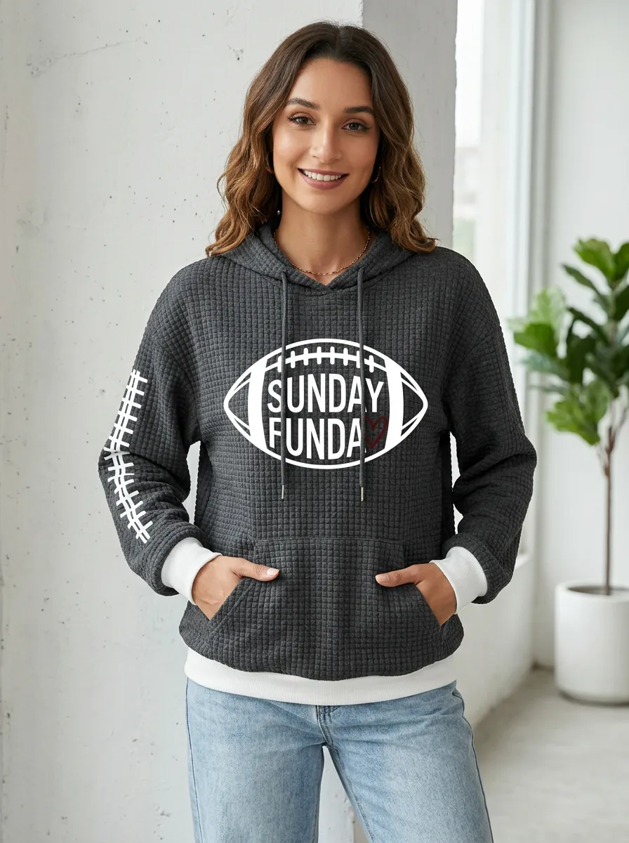 Women's Football Sunday Funday Graphic Printed Hoodie