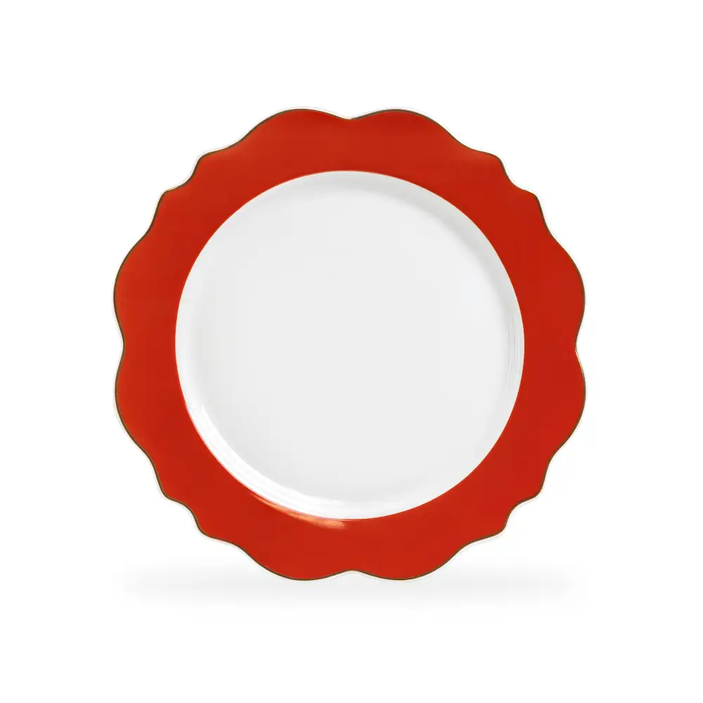 Band Scalloped Porcelain Dessert Plate