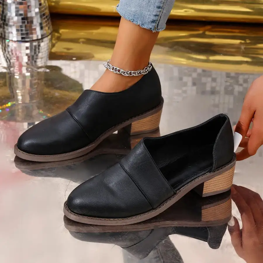Classic Point Toe Block Heels Pumps
