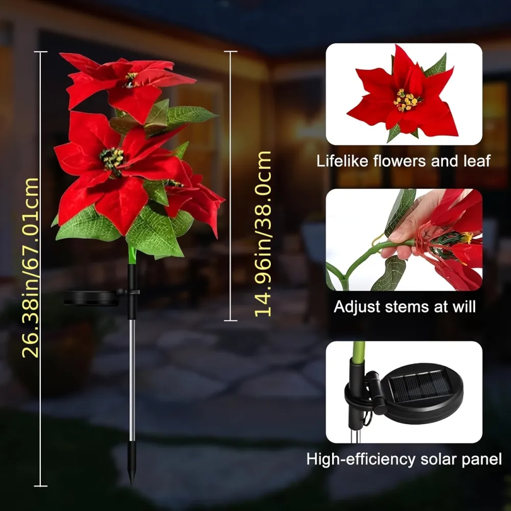 2 Pcs Outdoor Flower Solar Lights