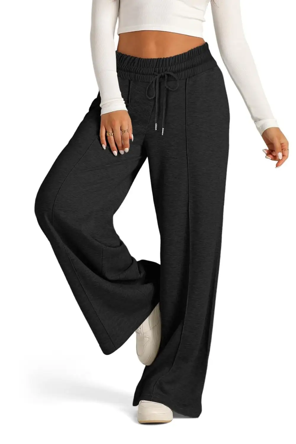 Relaxed Drawstring Elastic Waist Wide Leg Pants