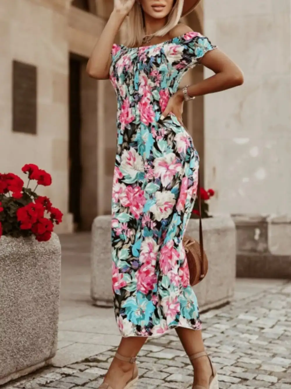 Off Shoulder Midi Dress