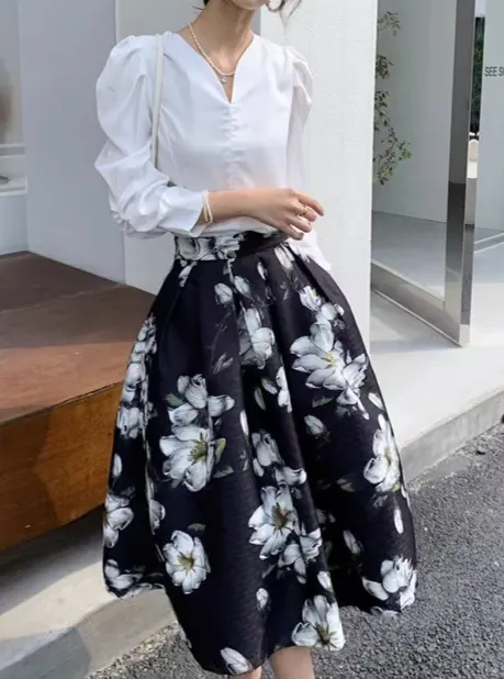 Classic Easy Everyday Casual Floral Skirt