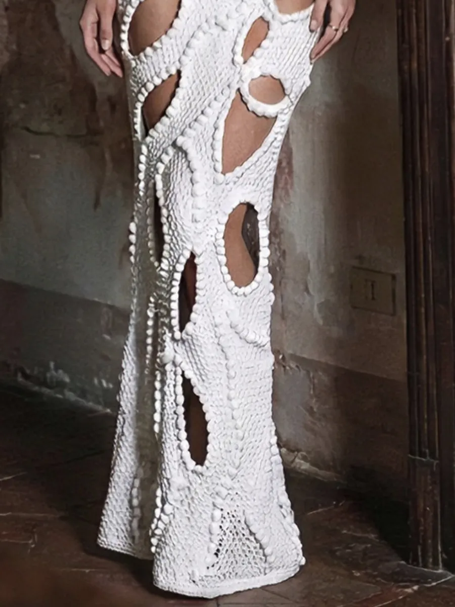 Olivia Knit Cutout Maxi Dress in White