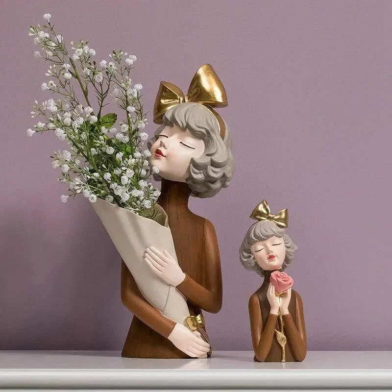 Bow Girl Floral Sculpture