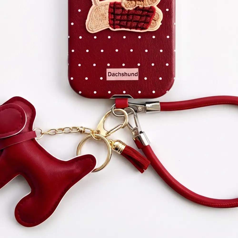 Polka Dot Dog Wrist Strap Phone Case