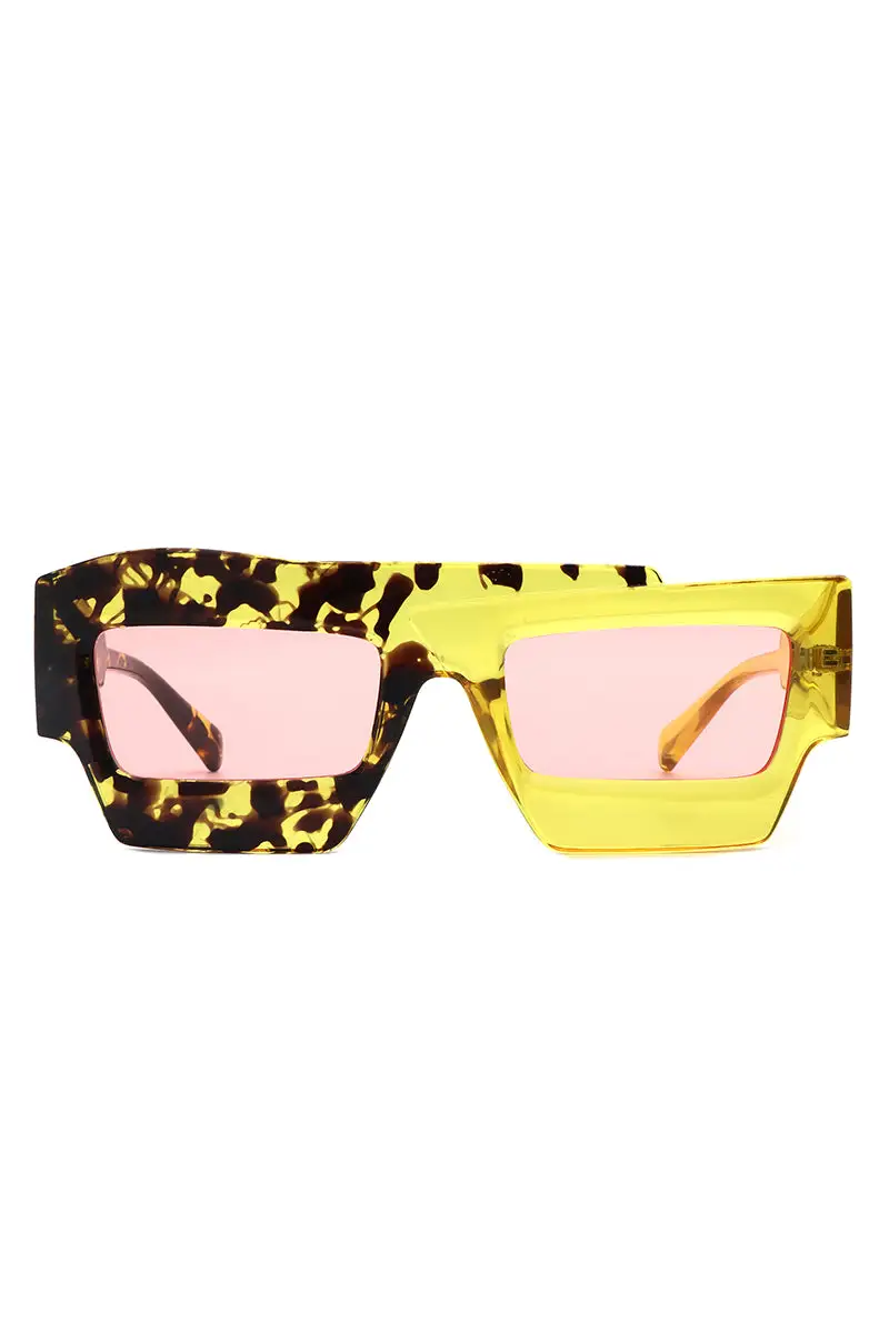Marble Square Flat Top Frame Sunglasses