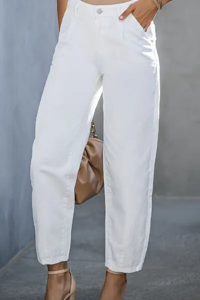 High Waist Straight Detail Denim Jeans