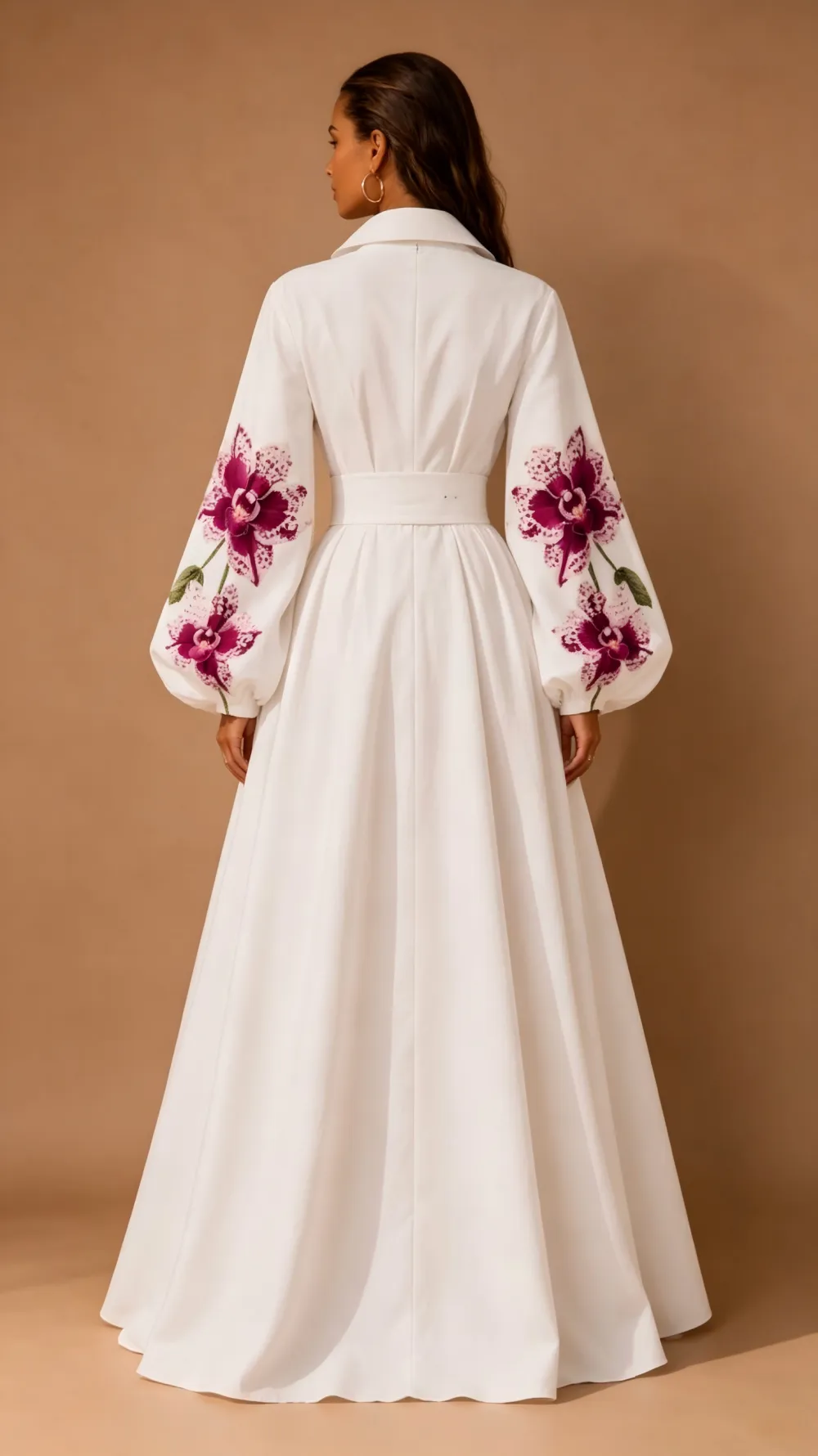 Stella Shirt Dress with Floral Embroidered Puff Sleeves