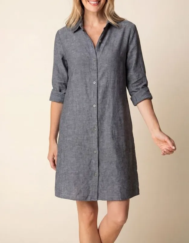 Linen Cotton Collared Button-Front Shirt