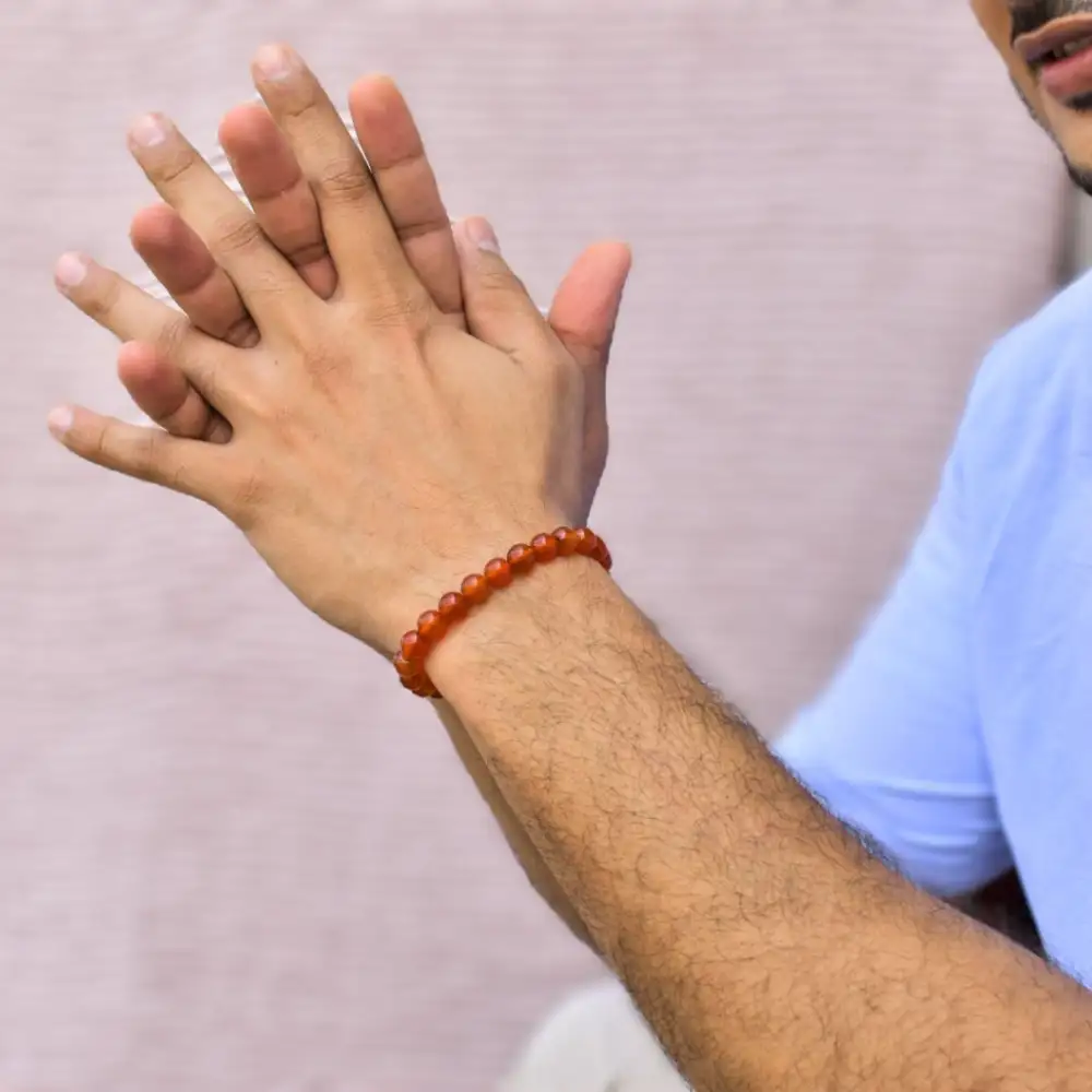 Minimal Carnelian Bead Bracelet