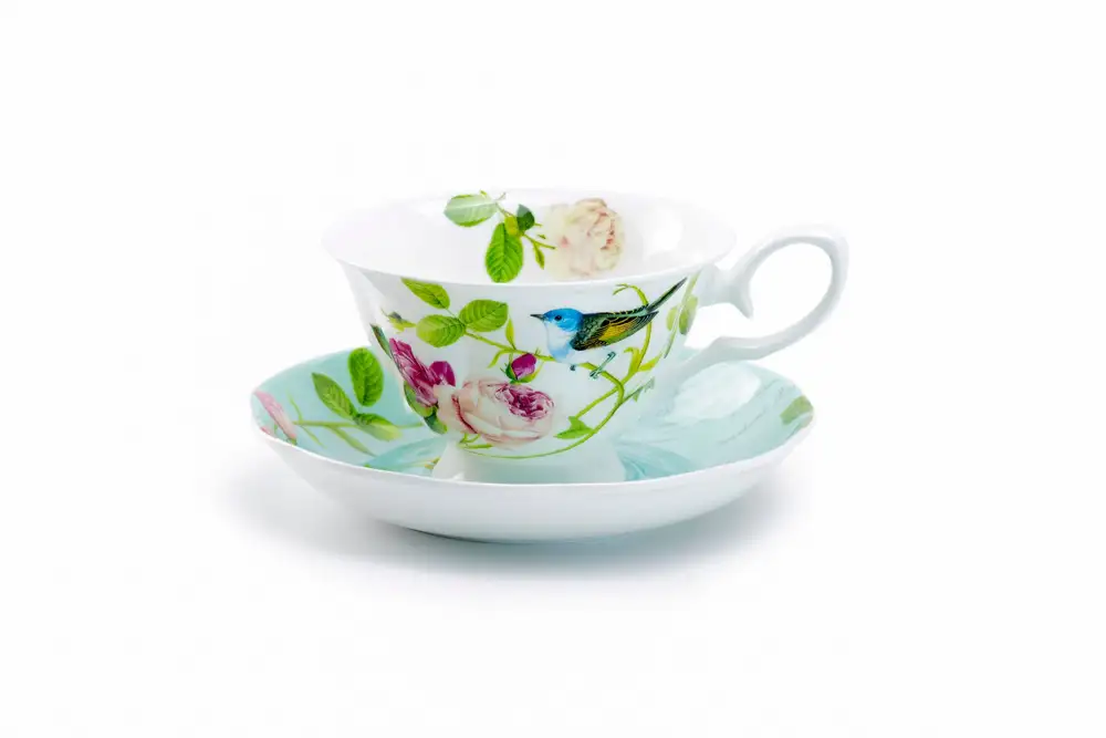 Jay Rose Garden Bone China Tea Cup And Saucer