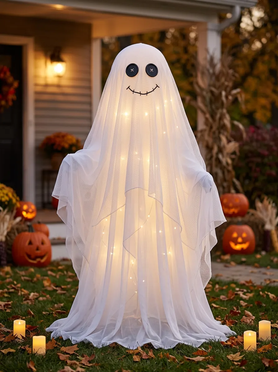 Ghost LED Button-Eye Halloween Yard Decoration
