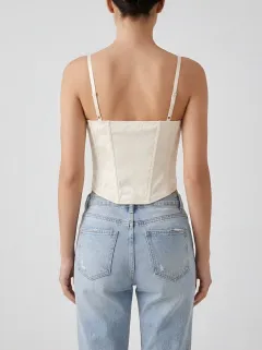 Floral Lace-Up Lace-Trim Women's Corset Top