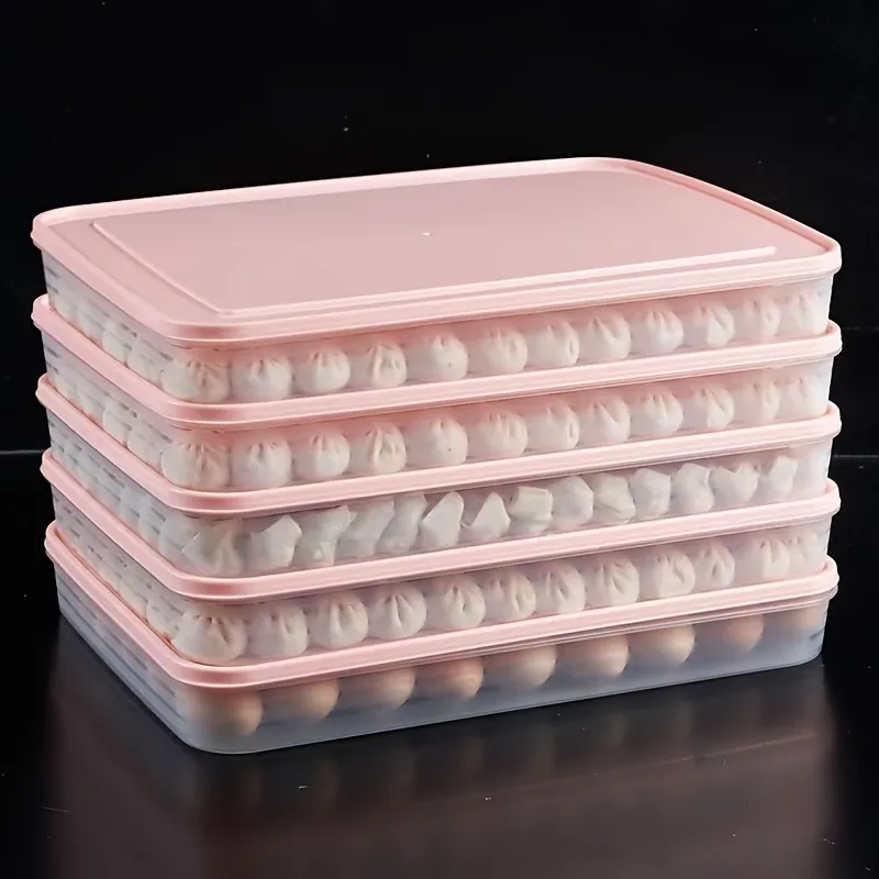 Durable Airtight Plastic Containers, Kitchen Essential for Storing Dumplings and Prepared Meals