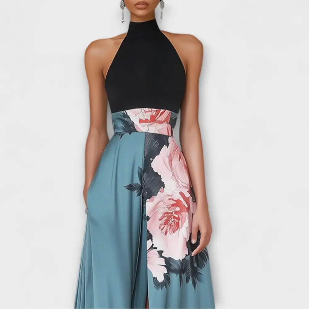 Floral Sleeveless A-Line Maxi Dress