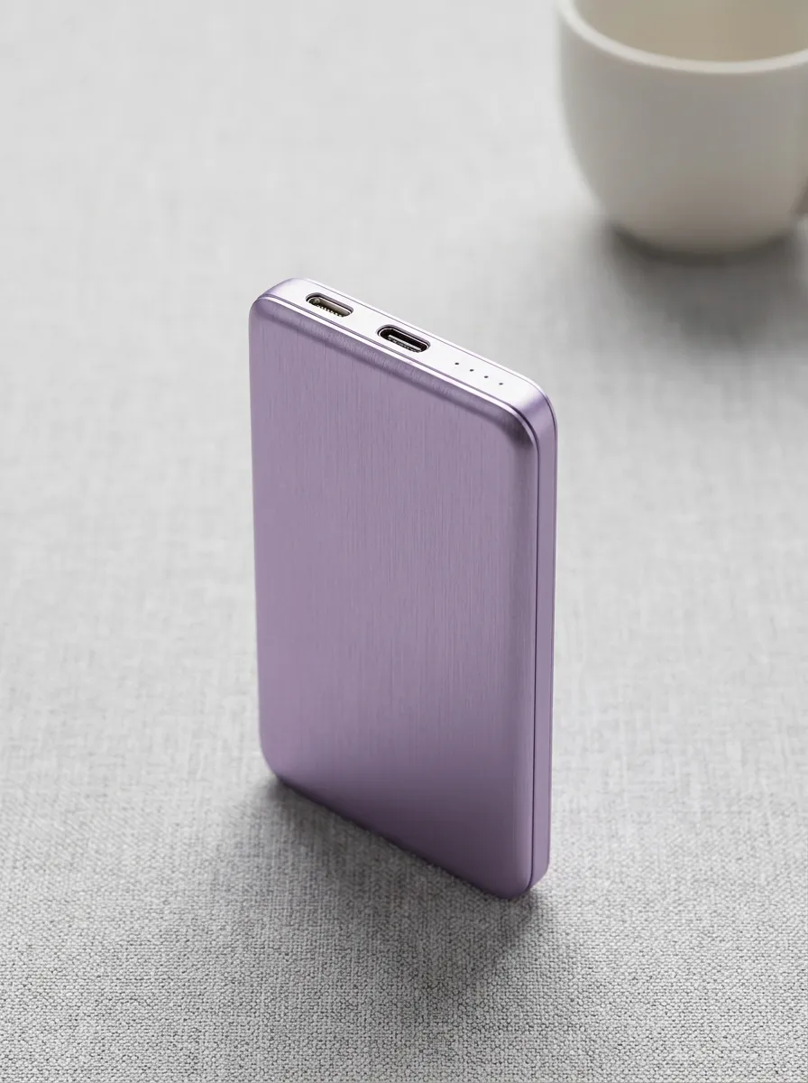 Purple Brushed Metal Power Bank