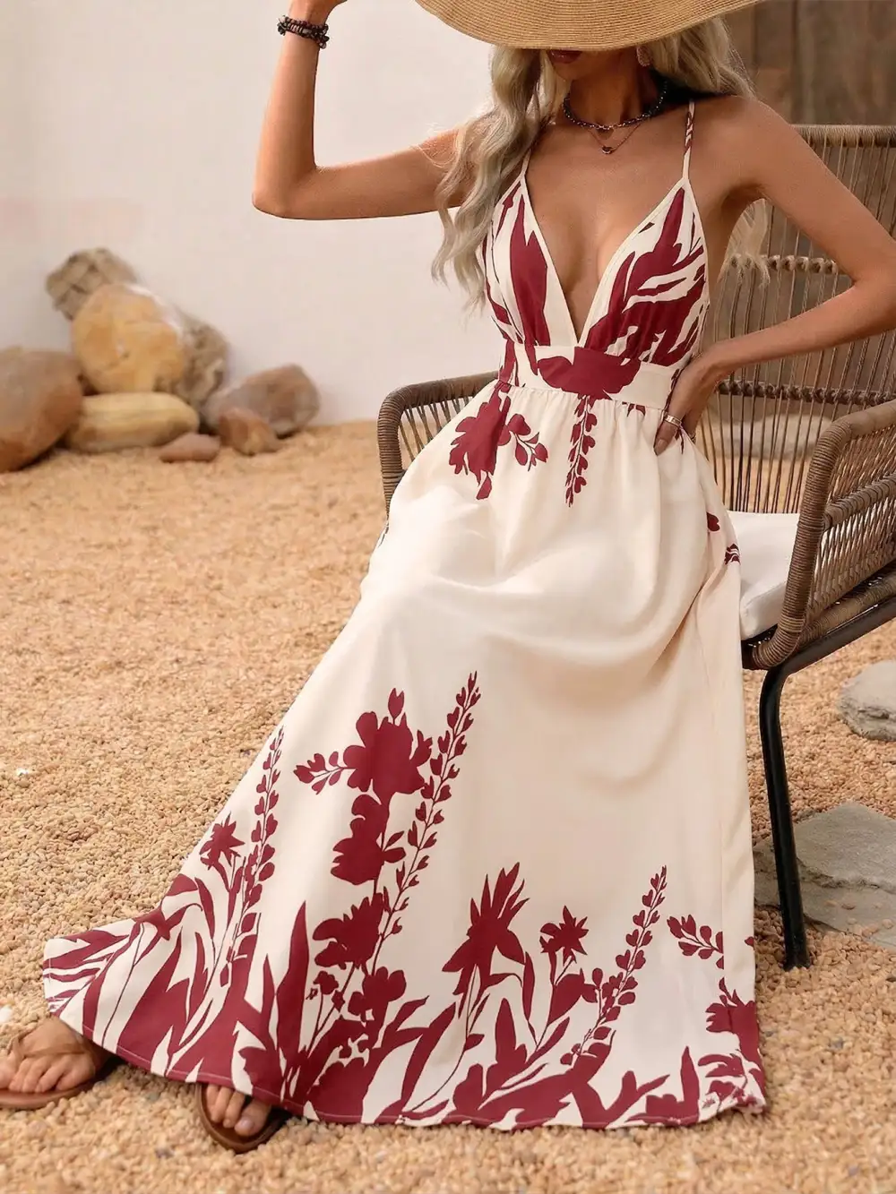 V Neck Maxi Dress