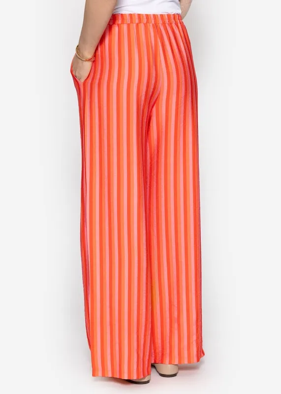 Orange Viscose Striped Pants