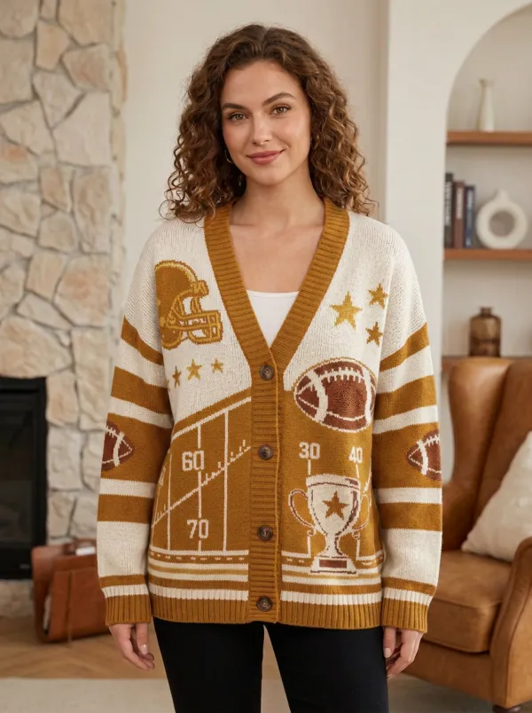 Women's Heritage Football Helmet Trophy Knit Knit Cardigan
