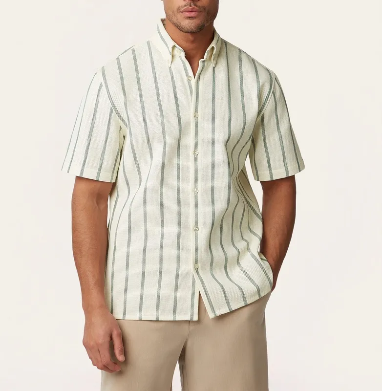 Short Sleeve Shirt Off White / Dark Green