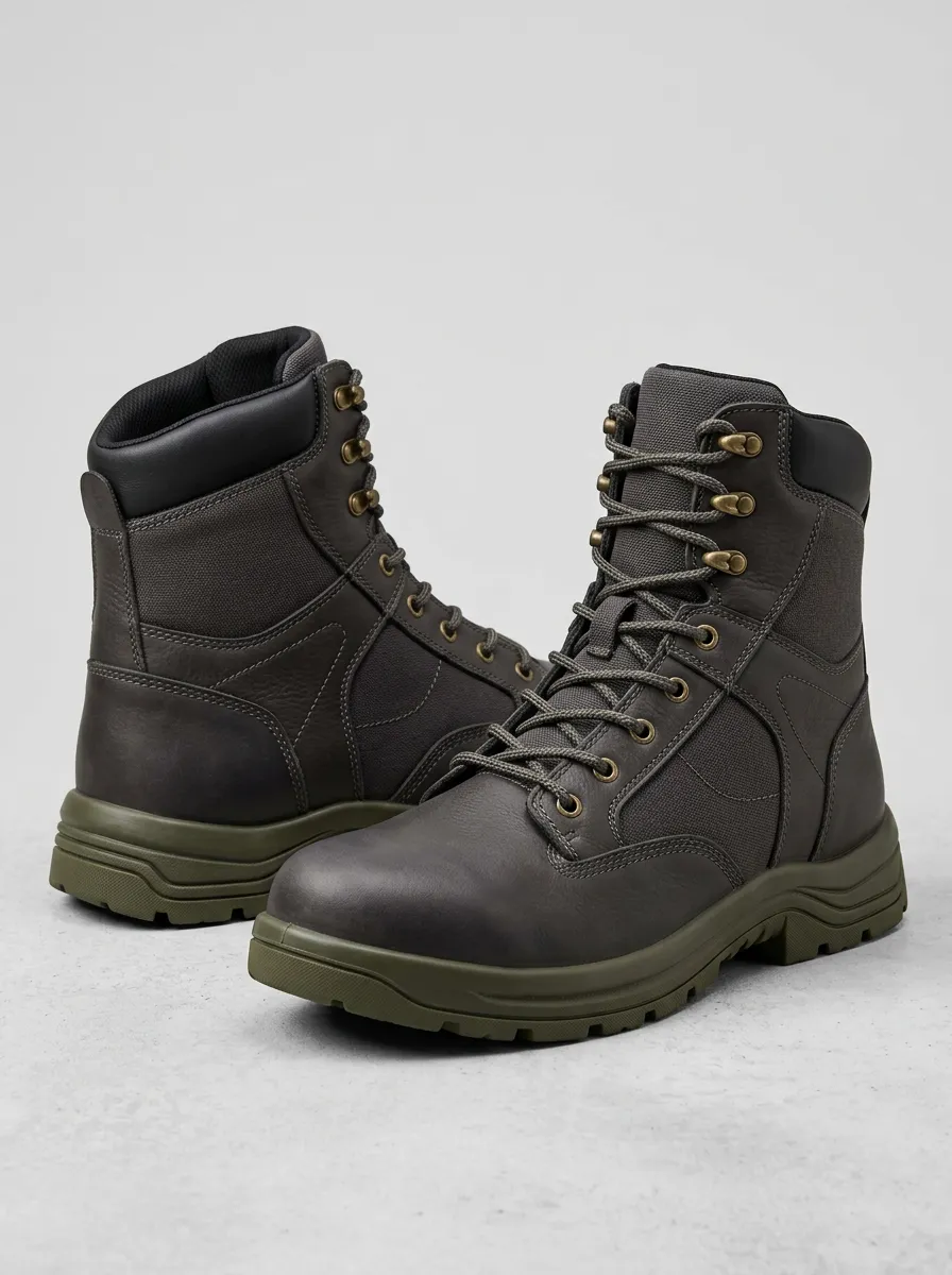 Unisex Tactical Outdoor Leather Print Work Boots