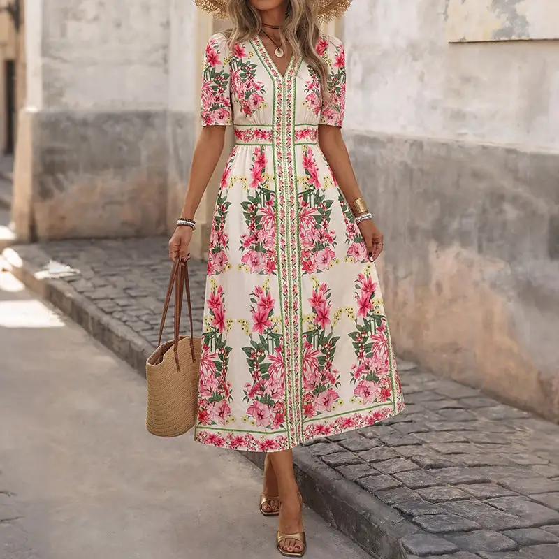 Women's Short-Sleeve Floral Summer Dress