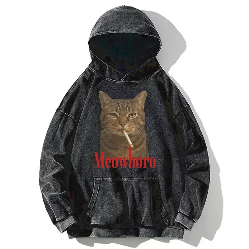 Funny Realistic Cat Meme Washed Hoodie