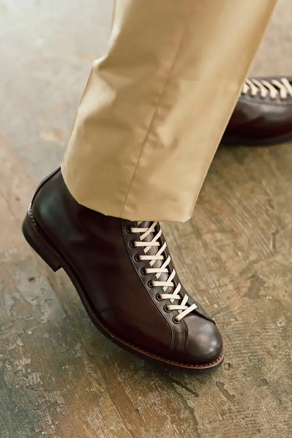 Structured Calf Leather Boxing Inspired Men's Ankle Boots