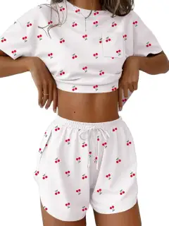 Refined Drawstring Tee and Shorts Matching Set
