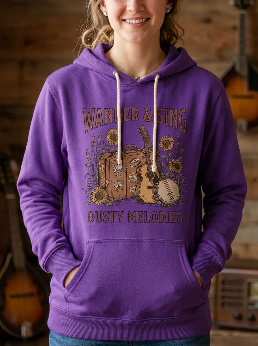 Guitar Sunflower Women's Country Music Printed Hoodie