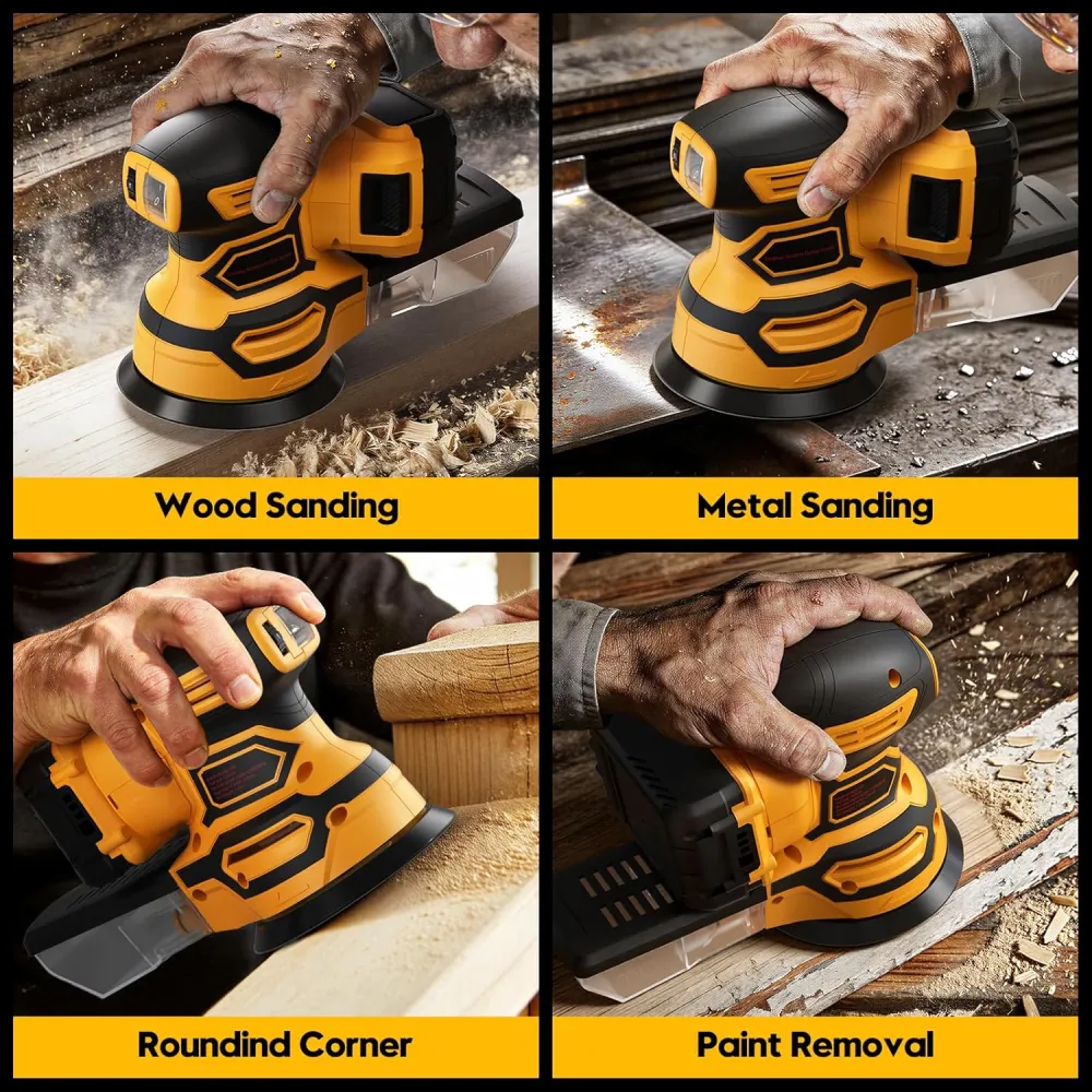 Cordless Orbital Sander for 20V Battery, Yellow