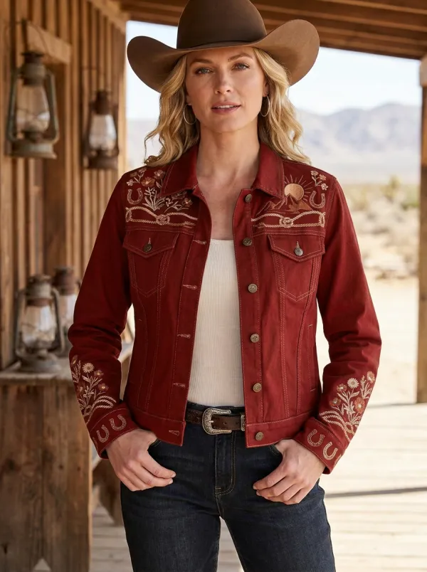 Canyon Horseshoe Horse Mountain Range Look Women's Western Jacket