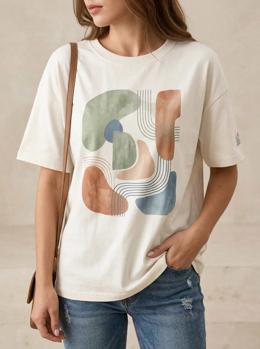 Women's Minimal Abstract Geometry Graphic T-Shirt