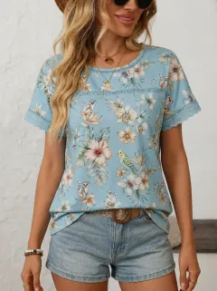 Floral Tropical Women's Loose Printed T-Shirt